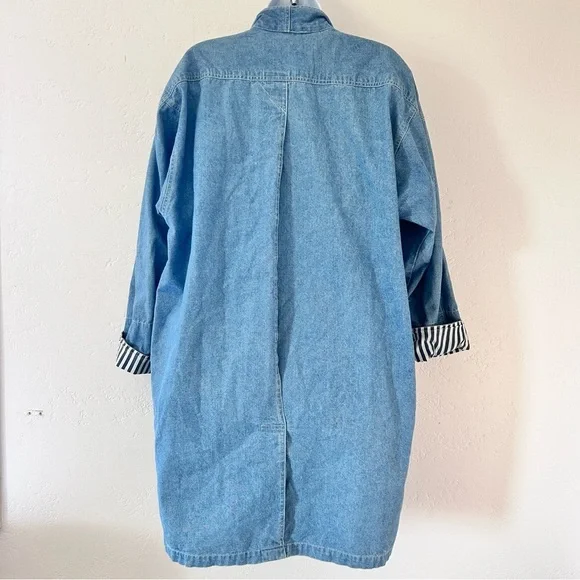 ANDY JOHNS VTG 80/90s Oversized Denim Mid-length Duster Size M - Picture 5 of 10